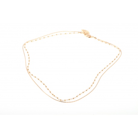 <p>Double chain necklace with white beads ,all 18k gold plated.</p>
<p>Approximate length, 42cm, plus extension.</p>