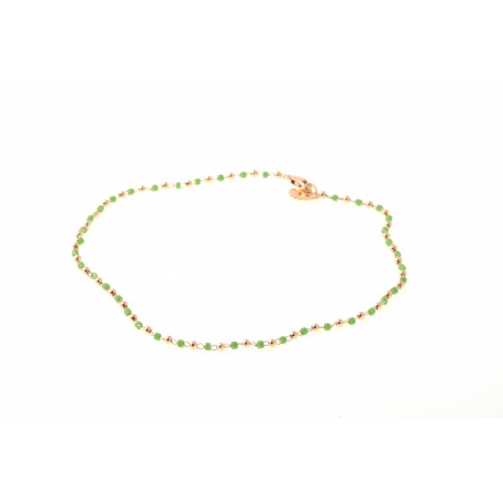 <p>18k gold plated brass chain with green beads.</p>
<p>Special price.</p>