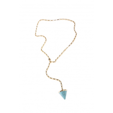 <p>18k gold plated link chain and turquois stone pendant.</p>
<p>You can play with the shape and length adapting the clasp to any link.</p>
<p></p>
<p></p>