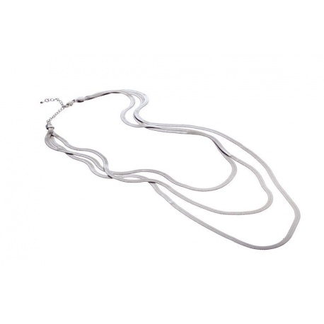 <p>Necklace with triple flat chain, rhodium-plated.</p>