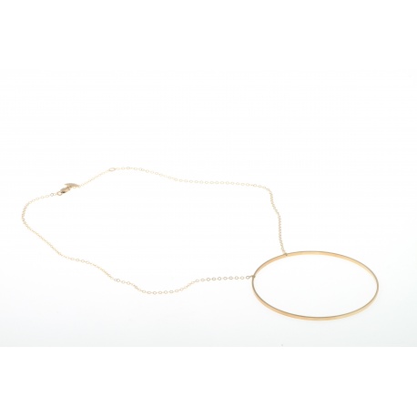 <p>14k Gold Filled chain with large 18k gold plated circle.</p>